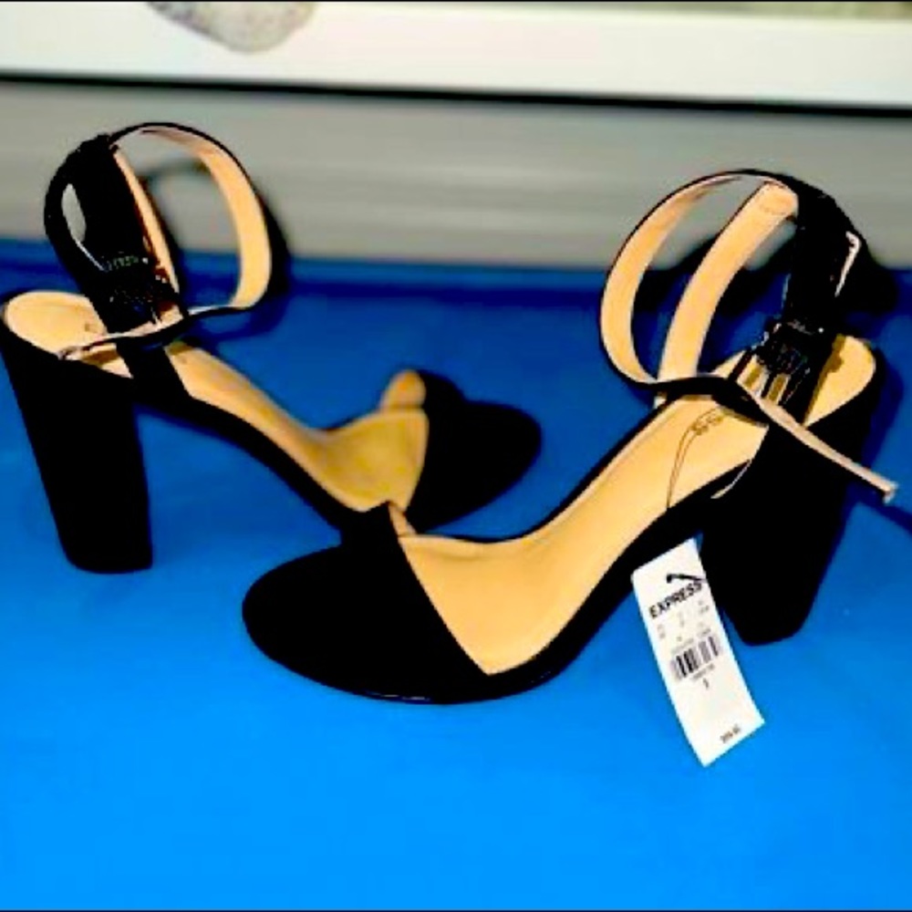 Black Express Ankle Strap Heels